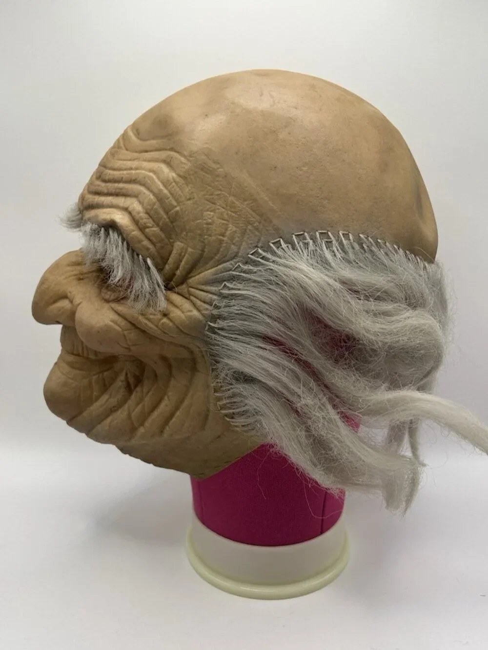 Vintage Old Man Halloween Mask Gray Hair Rubber Latex Adult Costume Creepy Rare